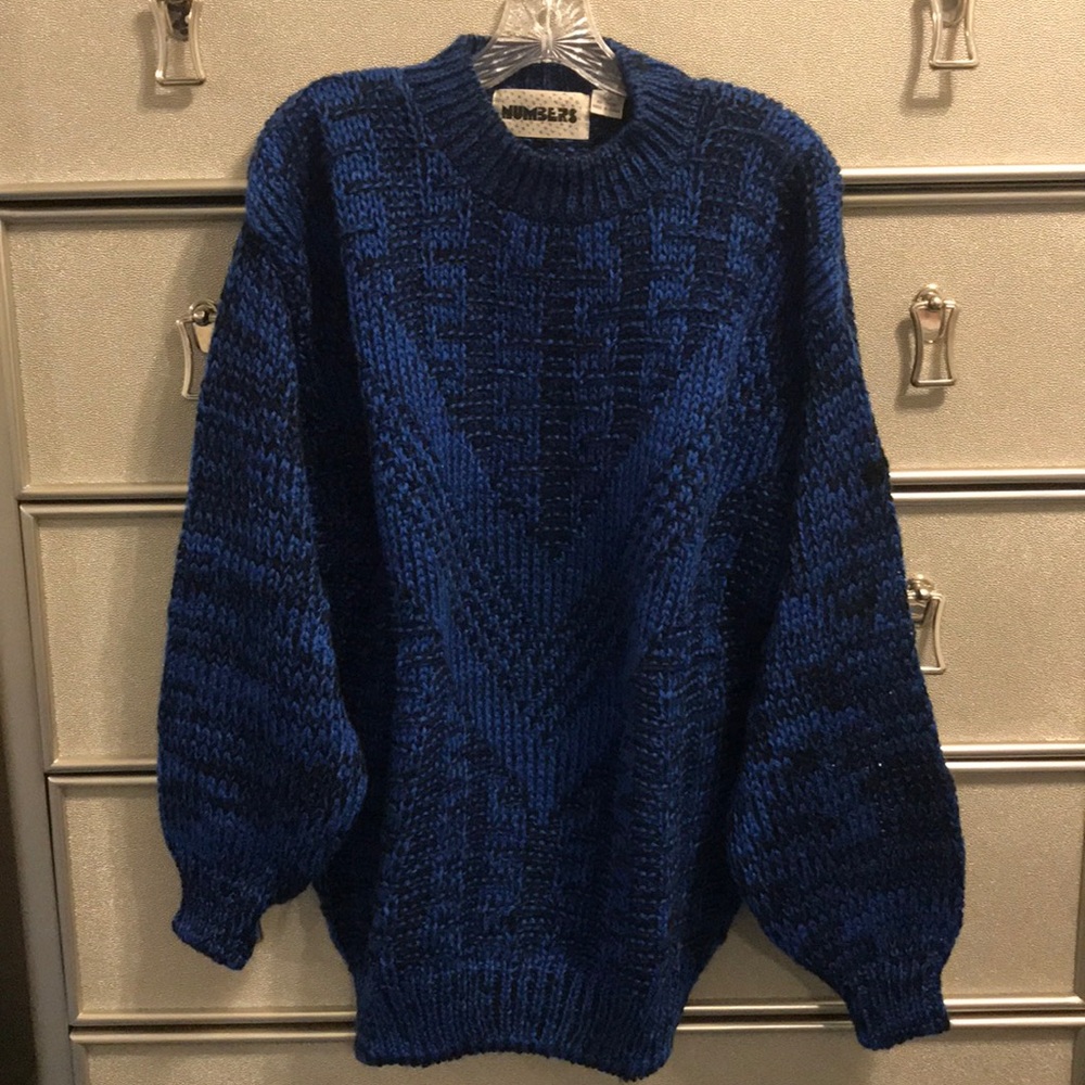 Mixed Stitch Blue And Black Mens Sweater